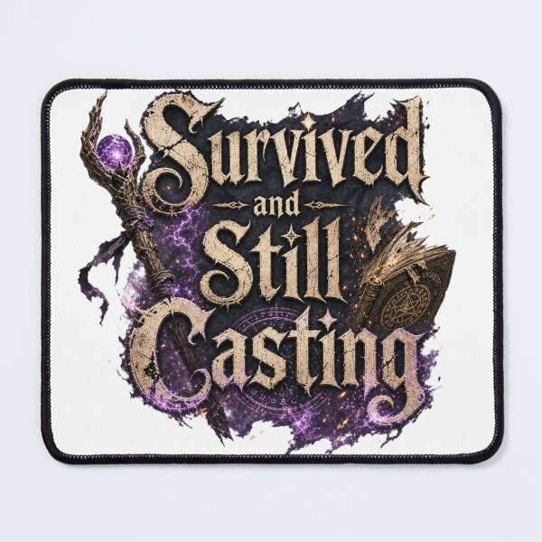 Item preview, Survived and Still Casting | Fantasy Magic Typography T-Shirt designed and sold by rushaib.