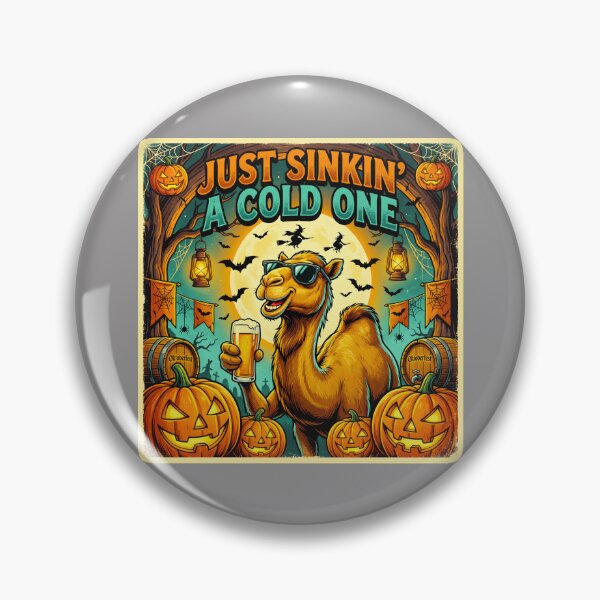 Item preview, Halloween Camel Just Sinkin' a Cold One – Funny Beer T-Shirt with Spooky Bats and Pumpkins designed and sold by Grang Art Artistic Designs.