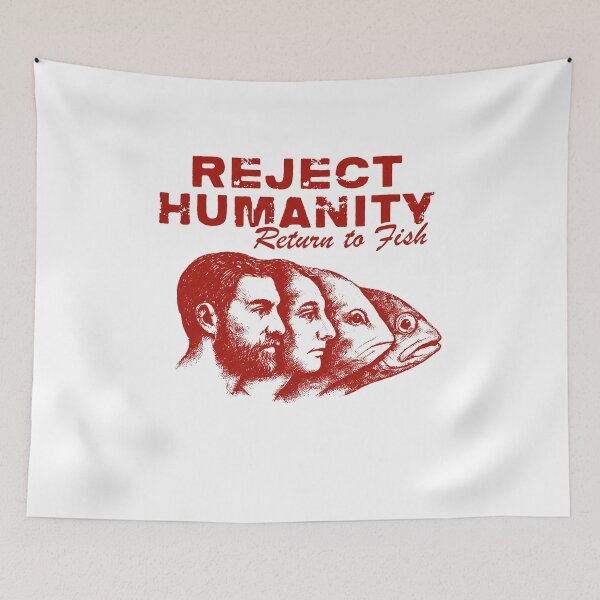 Item preview, Reject Humanity Return to Fish Surreal Fish Human Retro Graphic Tee designed and sold by Cheliasbix.