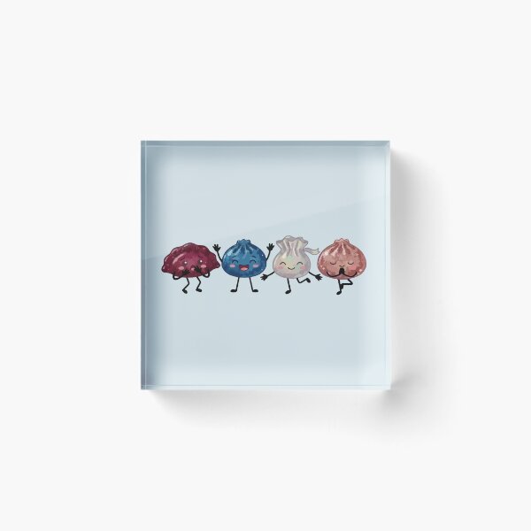 Item preview, Cute Dumpling & Dim Sum Characters – Yoga, Scared, Waving & Hugging designed and sold by EmeraldeaArt.