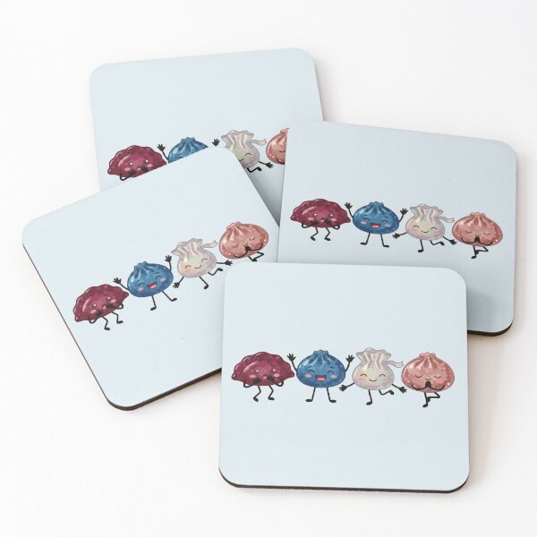 Item preview, Cute Dumpling & Dim Sum Characters – Yoga, Scared, Waving & Hugging designed and sold by EmeraldeaArt.