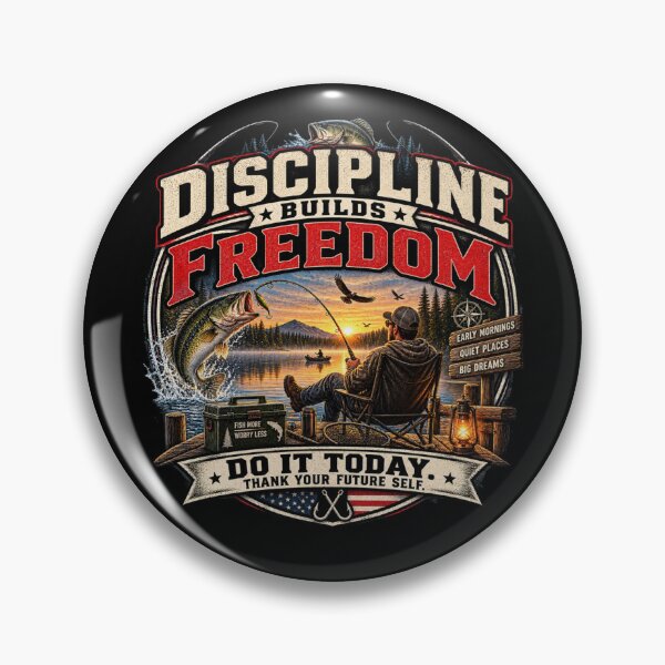Item preview, Discipline Builds Freedom - Vintage Fishing Americana Motivation T-Shirt designed and sold by DomKo10.