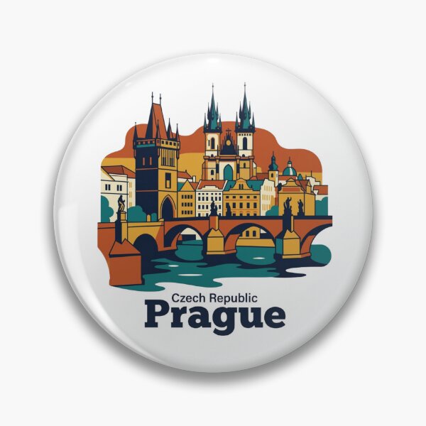 Item preview, Prague Charles Bridge Bold Retro Graphic Travel Art designed and sold by Inkworksbyshery.