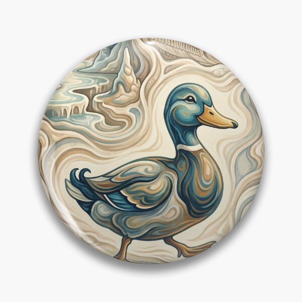 Item preview, PAMUKKALE Vintage Travel Illustration - Ornate Duck Wading in Swirling Terraces designed and sold by ZUMERI.