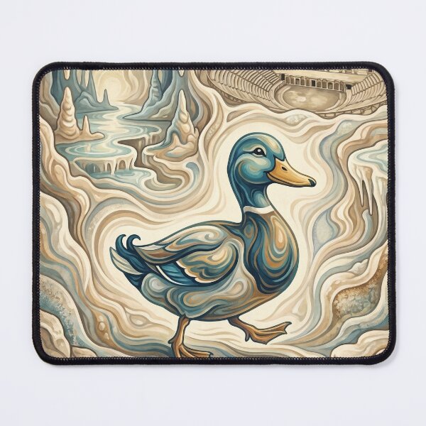 Item preview, PAMUKKALE Vintage Travel Illustration - Ornate Duck Wading in Swirling Terraces designed and sold by ZUMERI.