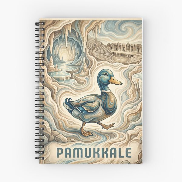 Item preview, PAMUKKALE Vintage Travel Illustration - Ornate Duck Wading in Swirling Terraces designed and sold by ZUMERI.