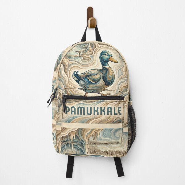 Item preview, PAMUKKALE Vintage Travel Illustration - Ornate Duck Wading in Swirling Terraces designed and sold by ZUMERI.