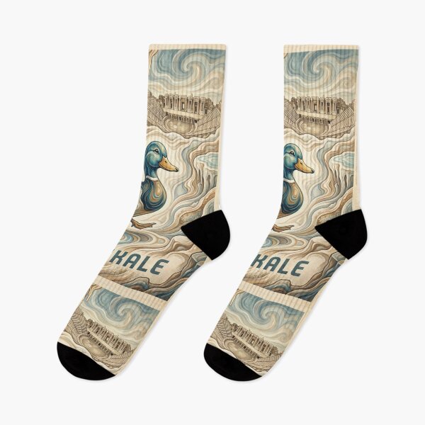 Item preview, PAMUKKALE Vintage Travel Illustration - Ornate Duck Wading in Swirling Terraces designed and sold by ZUMERI.