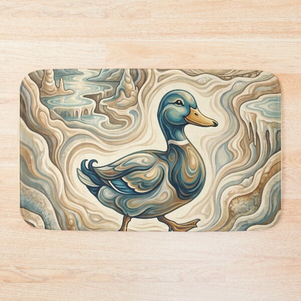 Item preview, PAMUKKALE Vintage Travel Illustration - Ornate Duck Wading in Swirling Terraces designed and sold by ZUMERI.