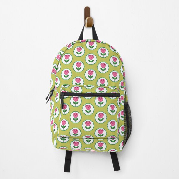 Item preview, Pink Tulip Pattern on Olive Green designed and sold by Isma Saleem.