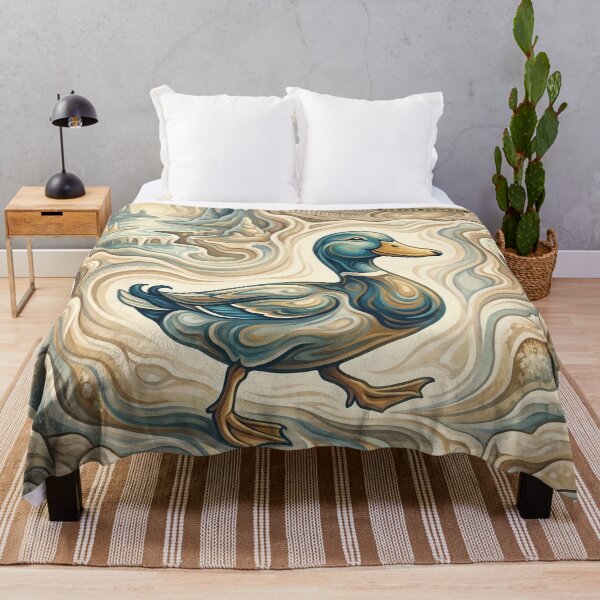 Item preview, PAMUKKALE Vintage Travel Illustration - Ornate Duck Wading in Swirling Terraces designed and sold by ZUMERI.
