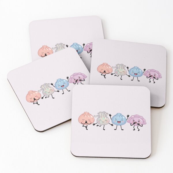 Item preview, Four Pastel Kawaii Bao Buns – Cute Asian Food Characters designed and sold by EmeraldeaArt.
