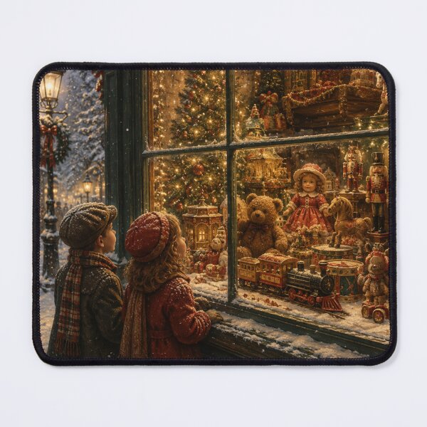 Item preview, Victorian Christmas Toy Shop Window Wall Art | Nostalgic Winter Village Print  designed and sold by GSizzle1.