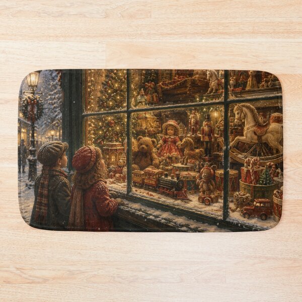 Item preview, Victorian Christmas Toy Shop Window Wall Art | Nostalgic Winter Village Print  designed and sold by GSizzle1.