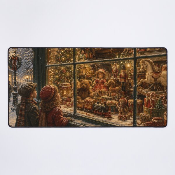 Item preview, Victorian Christmas Toy Shop Window Wall Art | Nostalgic Winter Village Print designed and sold by GSizzle1.