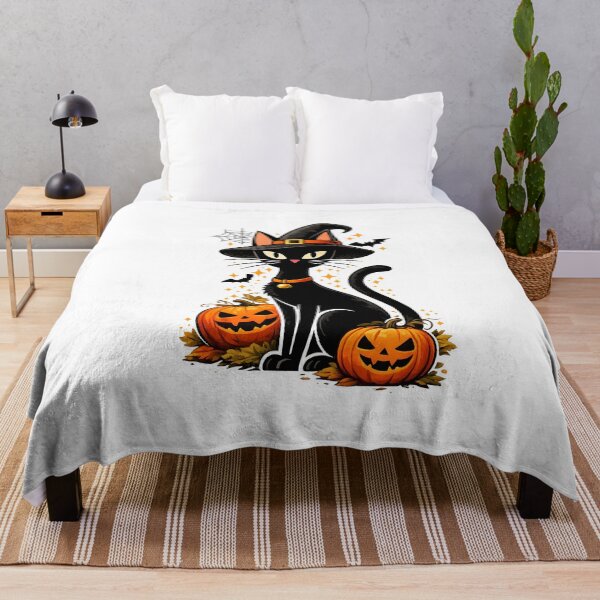 Item preview, Spooky Halloween Witch Hat Black Cat Pumpkins Cat Lover Fall Autumn Gift designed and sold by Artycom.