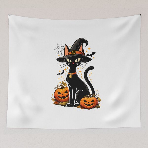 Item preview, Spooky Halloween Witch Hat Black Cat Pumpkins Cat Lover Fall Autumn Gift designed and sold by Artycom.