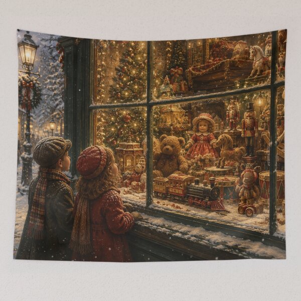 Item preview, Victorian Christmas Toy Shop Window Wall Art | Nostalgic Winter Village Print  designed and sold by GSizzle1.