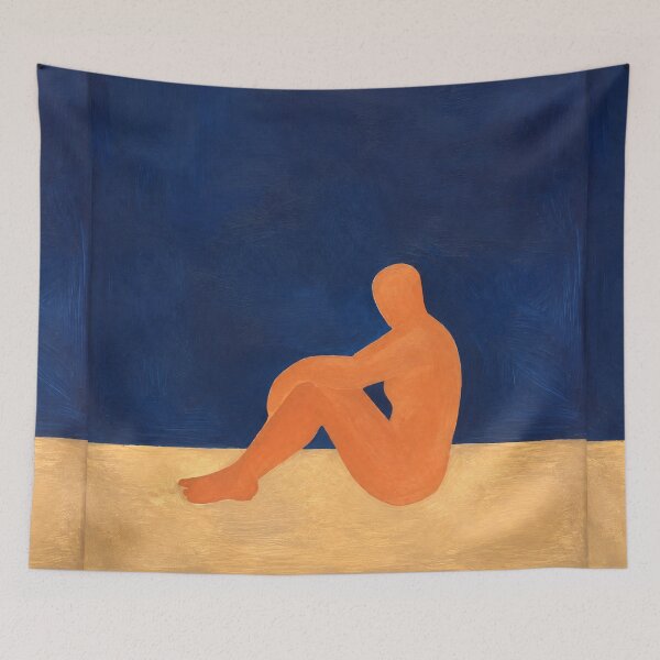 Item preview, A Quiet Moment in the Blue - Minimalist Silhouette Art designed and sold by Moodzu.