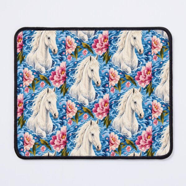 Item preview, White Horse in Blue Waves | Floral Fantasy Horse Art designed and sold by ravuh.