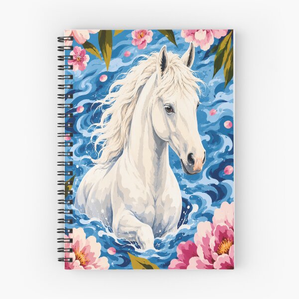 Item preview, White Horse in Blue Waves | Floral Fantasy Horse Art designed and sold by ravuh.