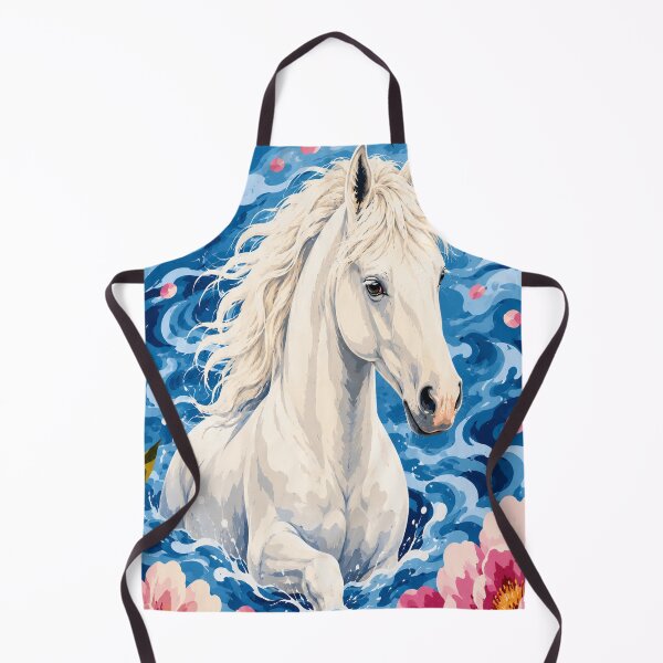 Item preview, White Horse in Blue Waves | Floral Fantasy Horse Art designed and sold by ravuh.