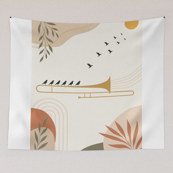 Item preview, Trombone Bird Art | Boho Jazz Music Print | Abstract Brass Instrument Print | Mid Century Music Room Decor designed and sold by Studio pod Burom.