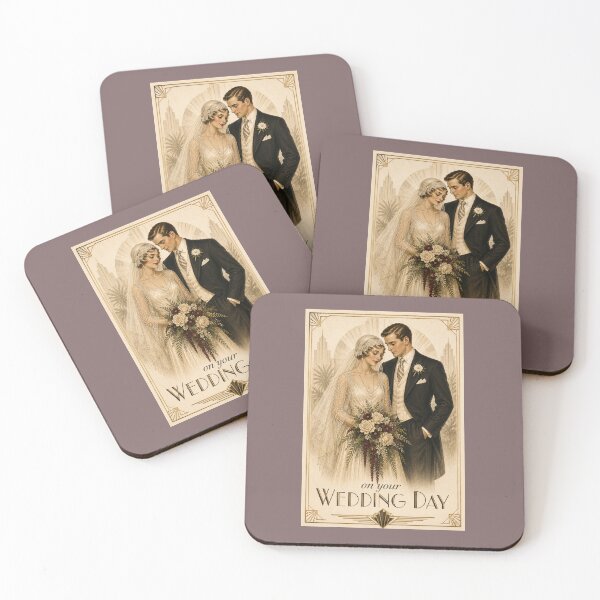 Item preview, On Your Wedding Day – 1930s Art Deco Wedding Card designed and sold by Novel Works Studio.