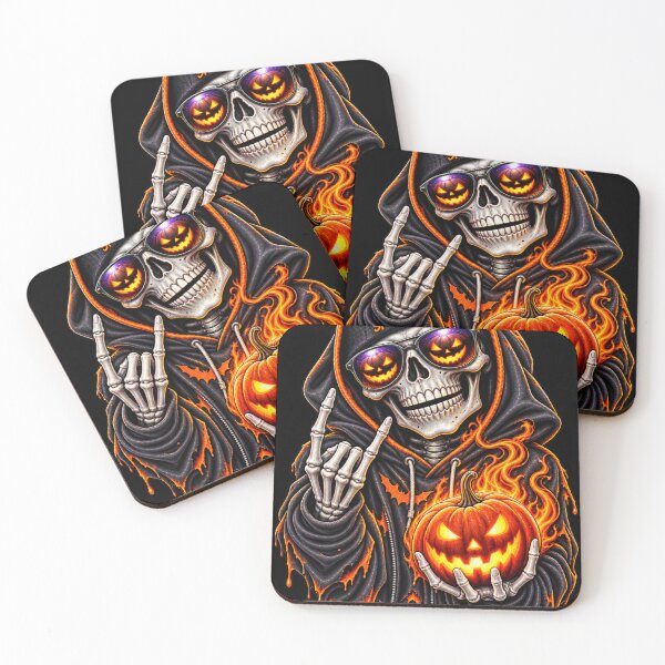 Item preview, Stay Spooky Skeleton Halloween Art – Flaming Pumpkin Gothic Streetwear Design designed and sold by Emoji Emblems.