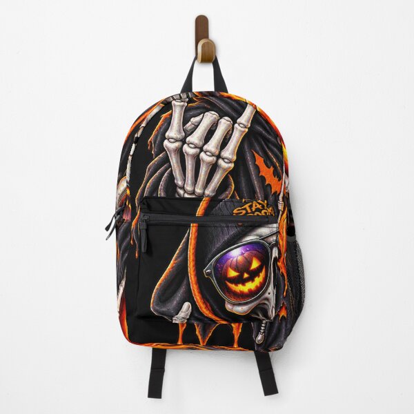 Item preview, Stay Spooky Skeleton Halloween Art – Flaming Pumpkin Gothic Streetwear Design designed and sold by Emoji Emblems.