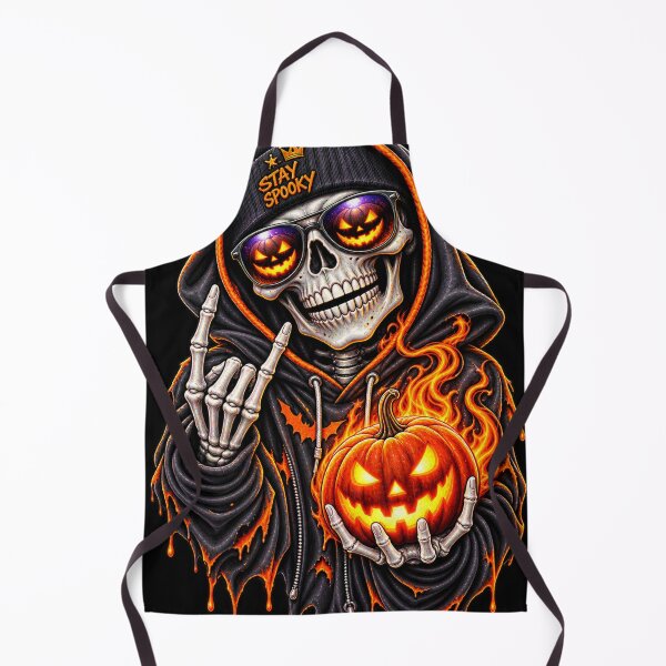 Item preview, Stay Spooky Skeleton Halloween Art – Flaming Pumpkin Gothic Streetwear Design designed and sold by Emoji Emblems.