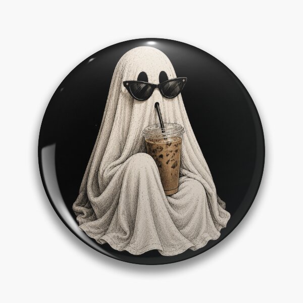 Item preview, Ghost Drinking Coffee, Retro Iced Latte, Vintage Spooky Season, Halloween Ghost Coffee Lover Fall designed and sold by Quiajia.