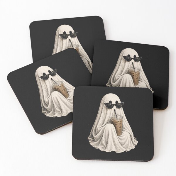 Item preview, Ghost Drinking Coffee, Retro Iced Latte, Vintage Spooky Season, Halloween Ghost Coffee Lover Fall designed and sold by Quiajia.