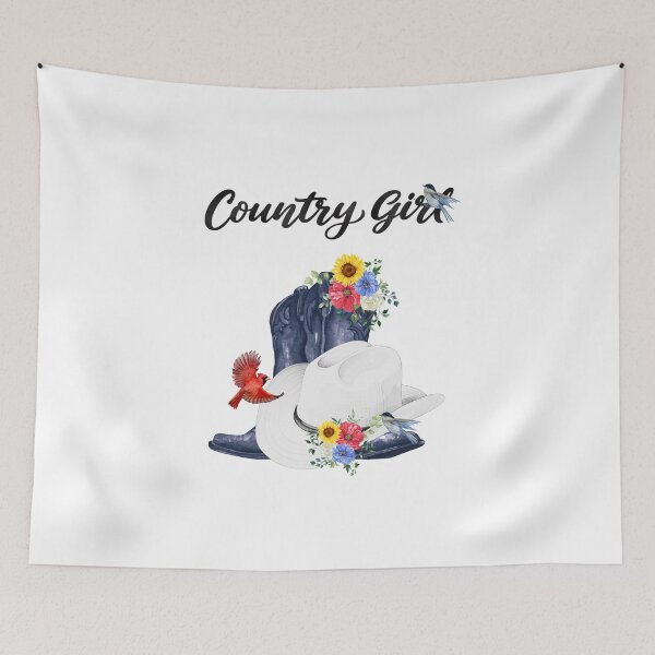 Item preview, Country Girl with Cowboy Boots, Wildflowers & Birds designed and sold by JeweledDesigns.