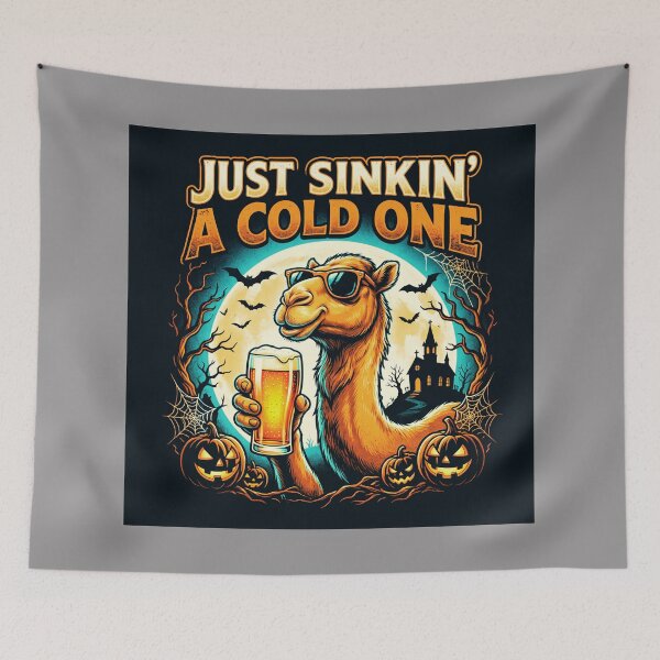 Item preview, Spooky Halloween Cold One Camel – Just Sinkin' a Cold One Halloween Beer – Funny Beer T-Shirt designed and sold by Grang Art Artistic Designs.