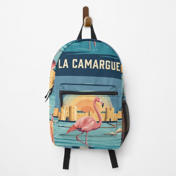 Item preview, LA CAMARGUE Vintage Travel Illustration - Graceful Flamingo Standing in a Coastal Marsh designed and sold by ZUMERI.