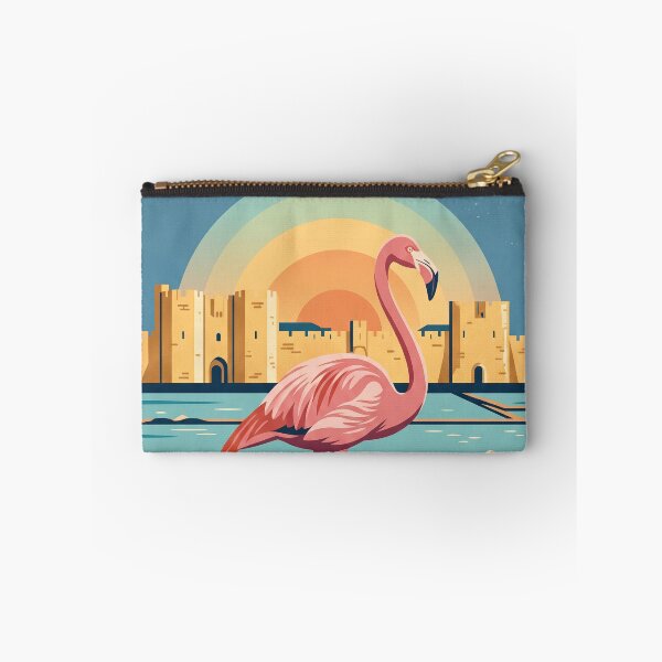 Item preview, LA CAMARGUE Vintage Travel Illustration - Graceful Flamingo Standing in a Coastal Marsh designed and sold by ZUMERI.