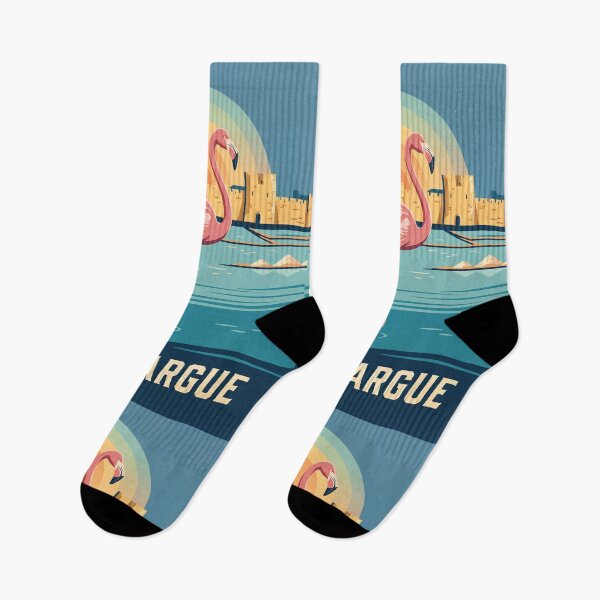 Item preview, LA CAMARGUE Vintage Travel Illustration - Graceful Flamingo Standing in a Coastal Marsh designed and sold by ZUMERI.