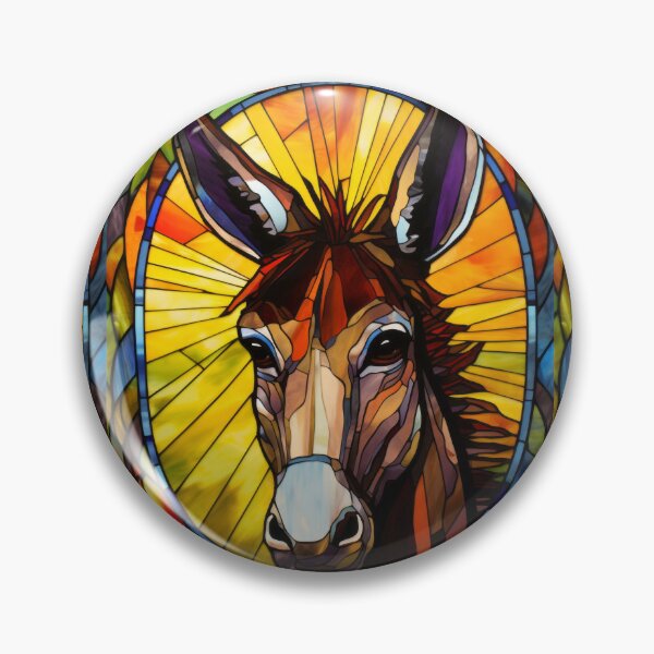Item preview, Donkey Portrait Stained Glass Animal Art designed and sold by pinkal.