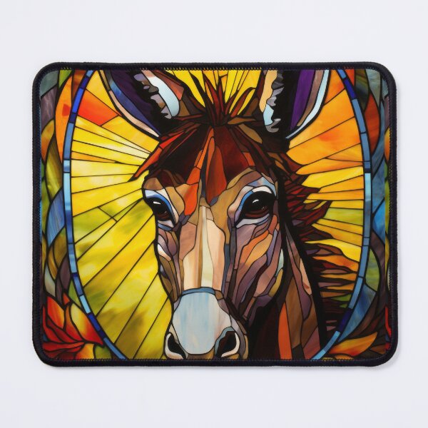 Item preview, Donkey Portrait Stained Glass Animal Art designed and sold by pinkal.