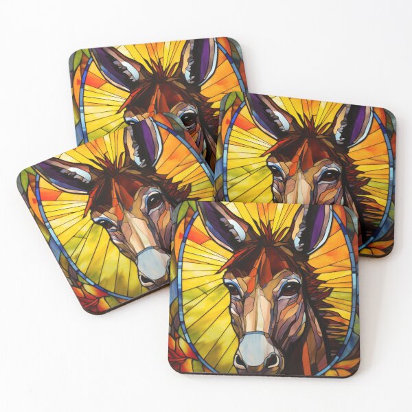 Item preview, Donkey Portrait Stained Glass Animal Art designed and sold by pinkal.