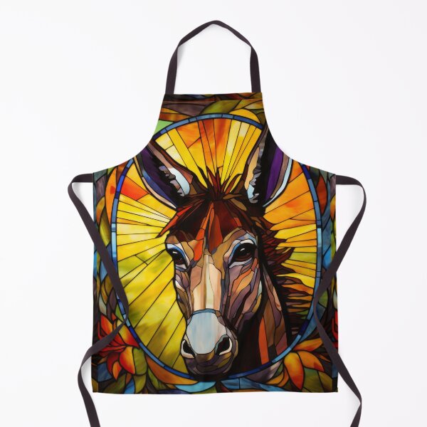 Item preview, Donkey Portrait Stained Glass Animal Art designed and sold by pinkal.