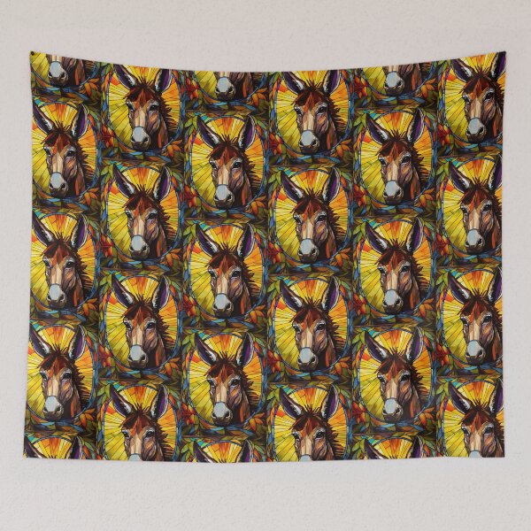 Item preview, Donkey Portrait Stained Glass Animal Art designed and sold by pinkal.
