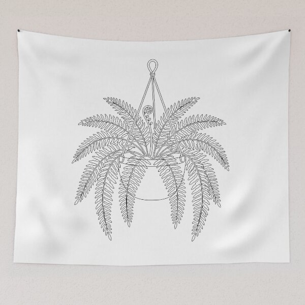 Item preview, Boston Fern Line Art | Minimalist Hanging Plant Print designed and sold by PLANT LOVER'S PARADISE.