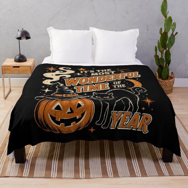 Item preview, Vintage Halloween, Retro Halloween, 90s Spooky Black Cat, Witchy Pumpkin Most Wonderful Time Witchy Fall designed and sold by Quiajia.