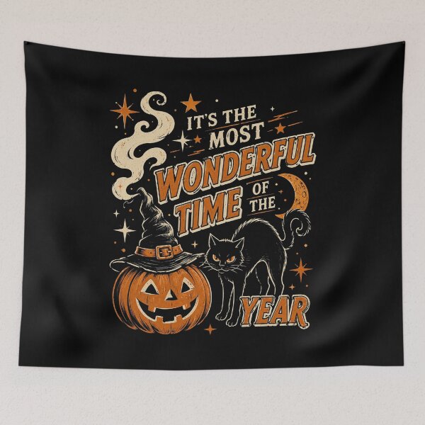 Item preview, Vintage Halloween, Retro Halloween, 90s Spooky Black Cat, Witchy Pumpkin Most Wonderful Time Witchy Fall designed and sold by Quiajia.