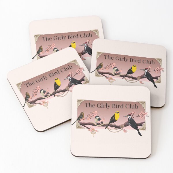 Item preview, The Girly Bird Club Pink Cherry Blossom Songbirds Art designed and sold by ArtistsAtticWI.