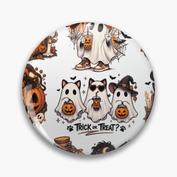 Item preview, Spooky Little Things Halloween Cute Ghost Cat Pumpkin designed and sold by TeikunShop.