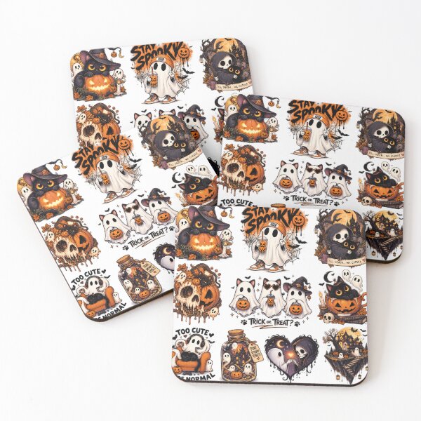 Item preview, Spooky Little Things Halloween Cute Ghost Cat Pumpkin designed and sold by TeikunShop.