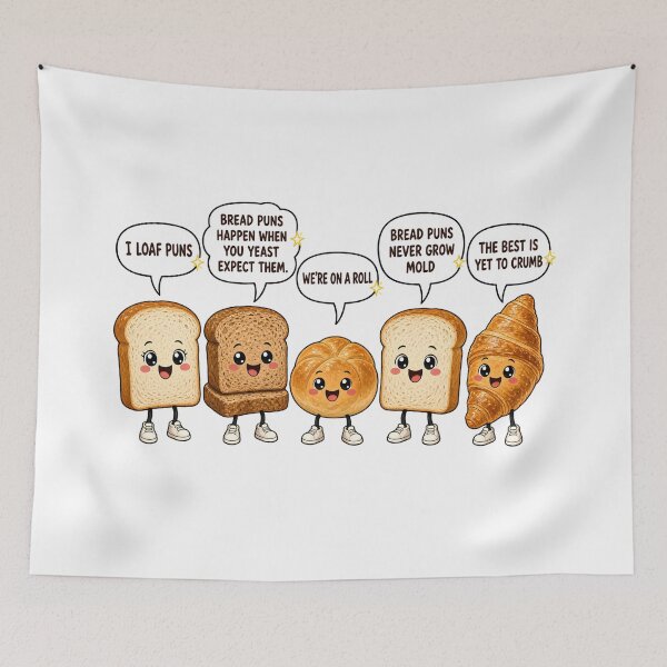 Item preview, Cute Funny Bread Puns Cartoon designed and sold by TshirtsOnline-.